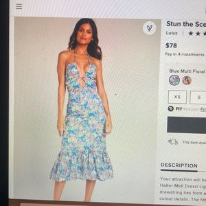 Stun the Scene Blue Multi Floral Drawstring Dress